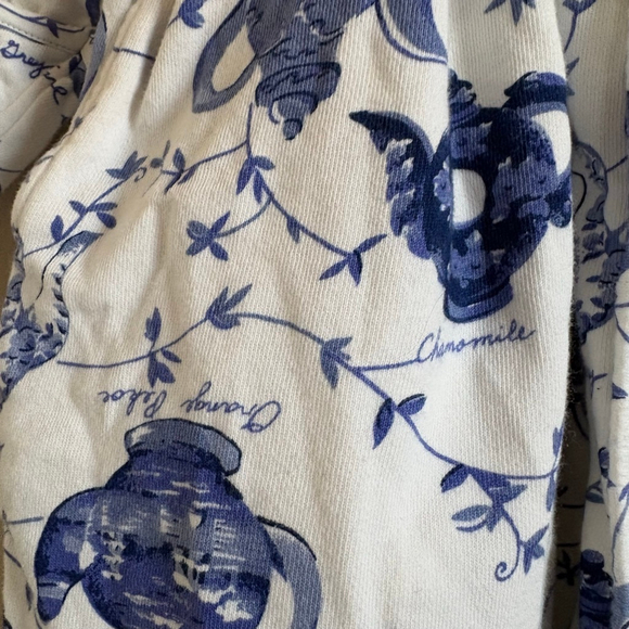 RARE Victoria's Secret Gold Label 80s Vintage White Blue Teapot Print Robe OS - Picture 6 of 16